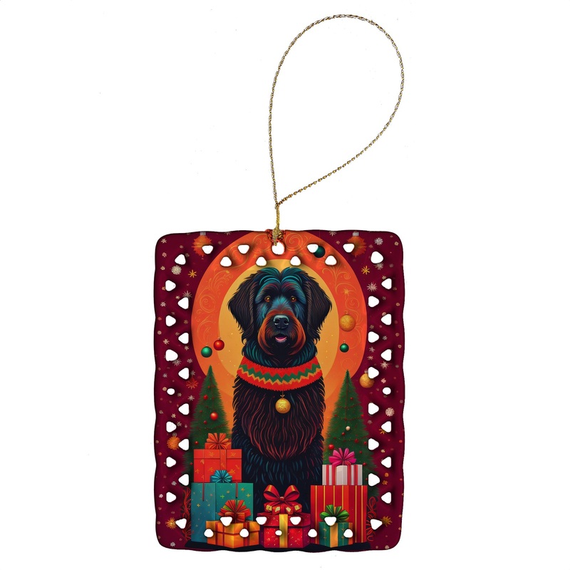 Black Briard Holiday Christmas Porcelain Ornament