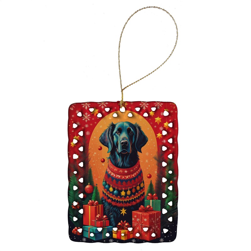 Flat-Coated Retriever Holiday Christmas Porcelain Ornament