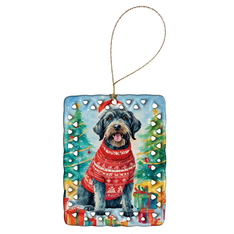 German Wirehaired Pointer Christmas Porcelain Ornament