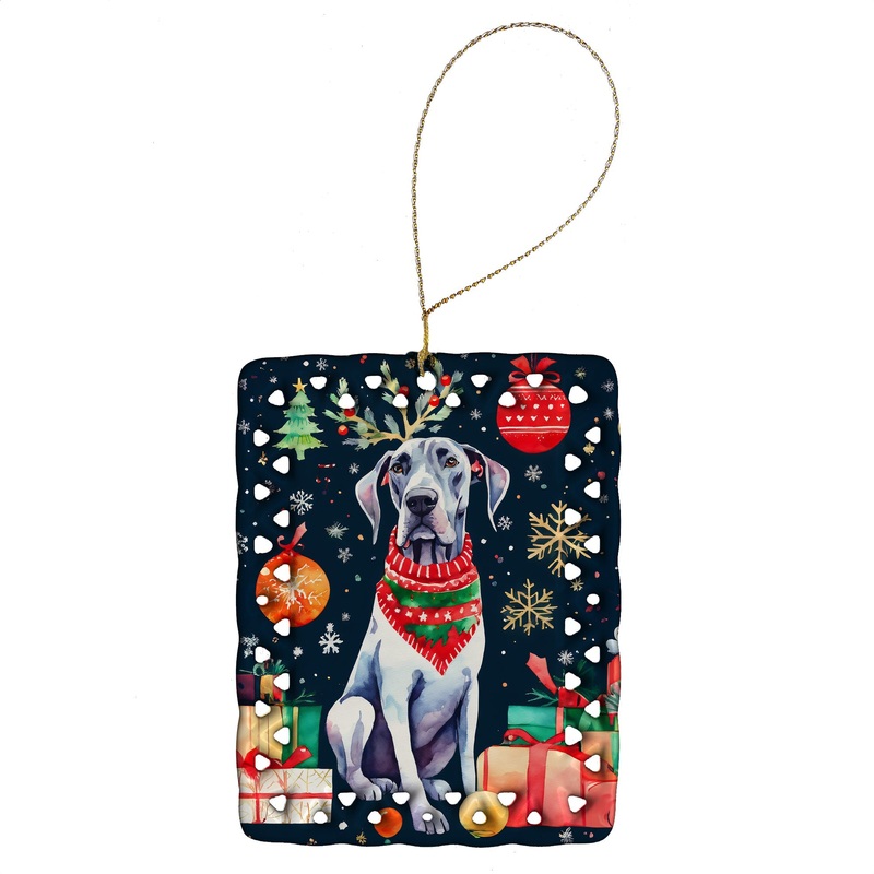 Great Dane Christmas Porcelain Ornament