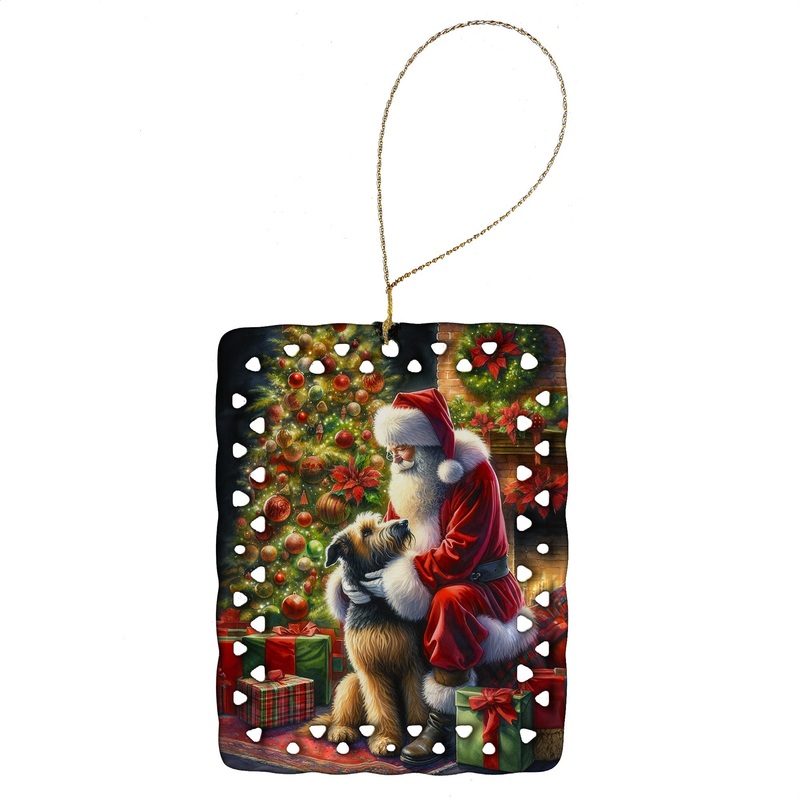 Irish Wolfhound and Santa Claus Porcelain Ornament