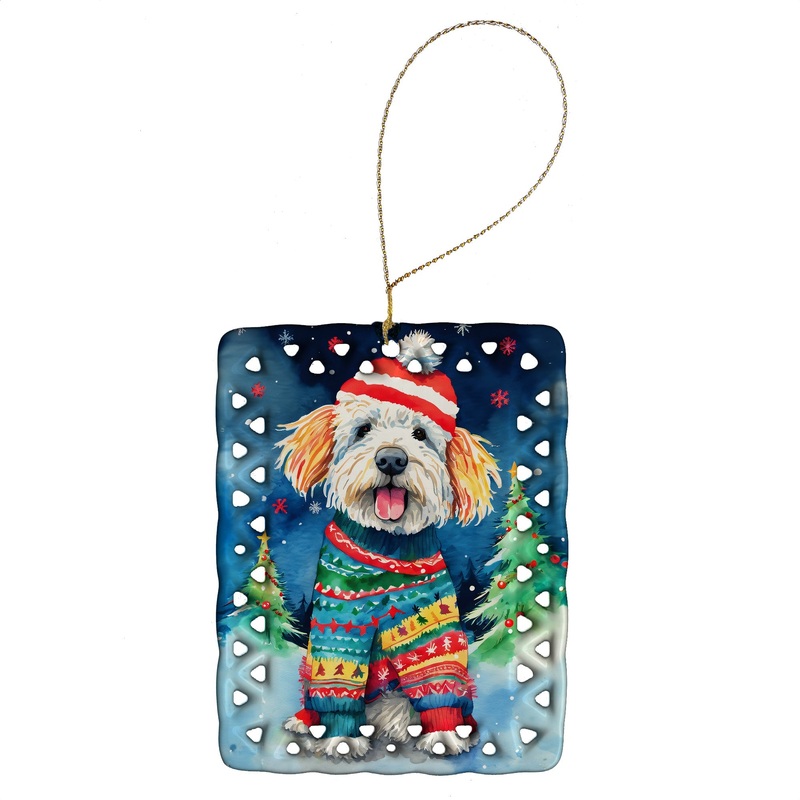 Komondor Christmas Porcelain Ornament