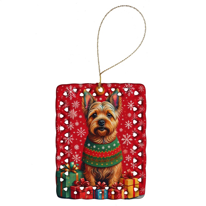 Norwich Terrier Holiday Christmas Porcelain Ornament