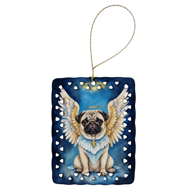 Pug My Angel Porcelain Ornament