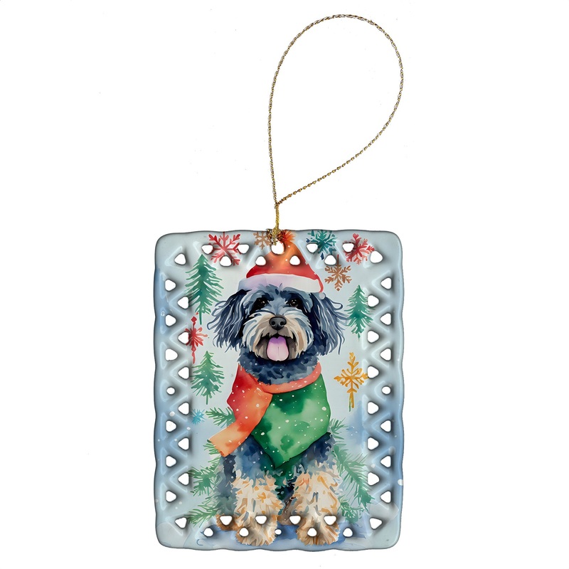 Puli Christmas Porcelain Ornament
