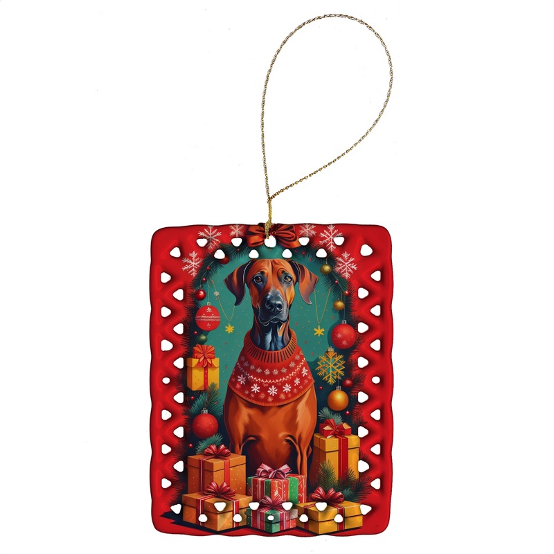 Rhodesian Ridgeback Holiday Christmas Porcelain Ornament