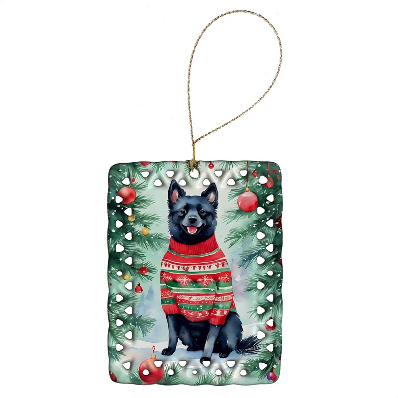 Schipperke Christmas Porcelain Ornament