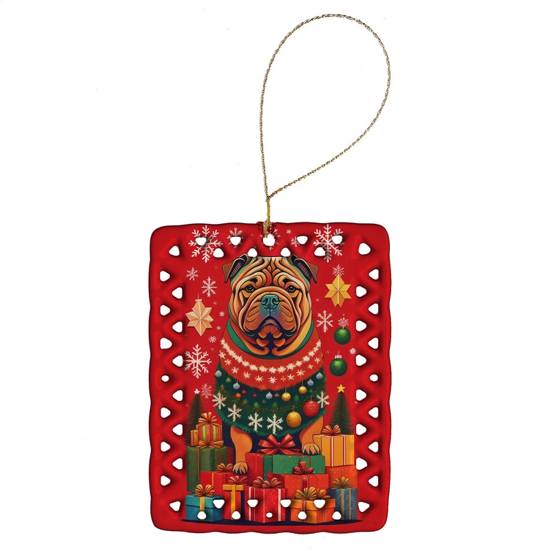 Shar Pei Holiday Christmas Porcelain Ornament