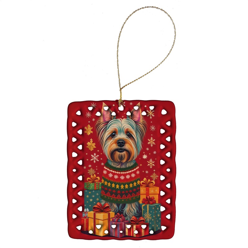 Silky Terrier Holiday Christmas Porcelain Ornament