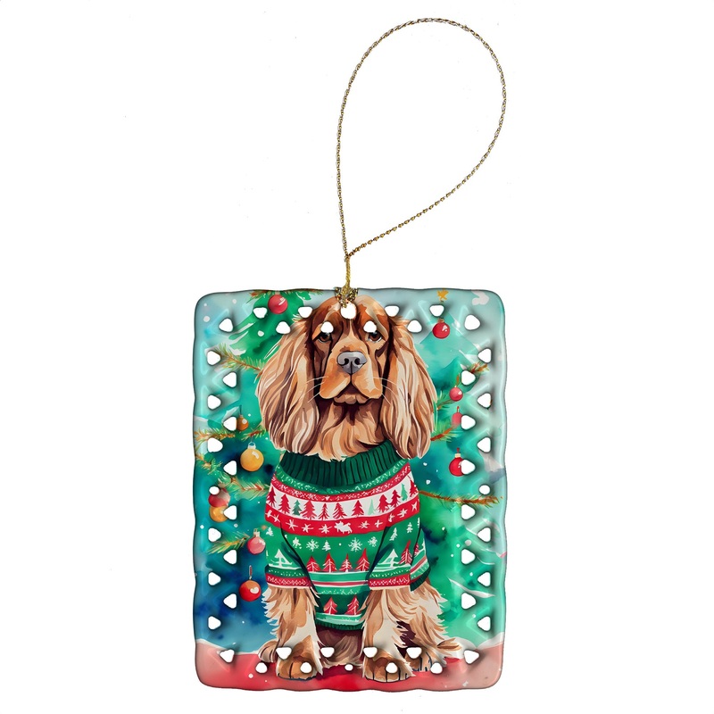 Sussex Spaniel Christmas Porcelain Ornament