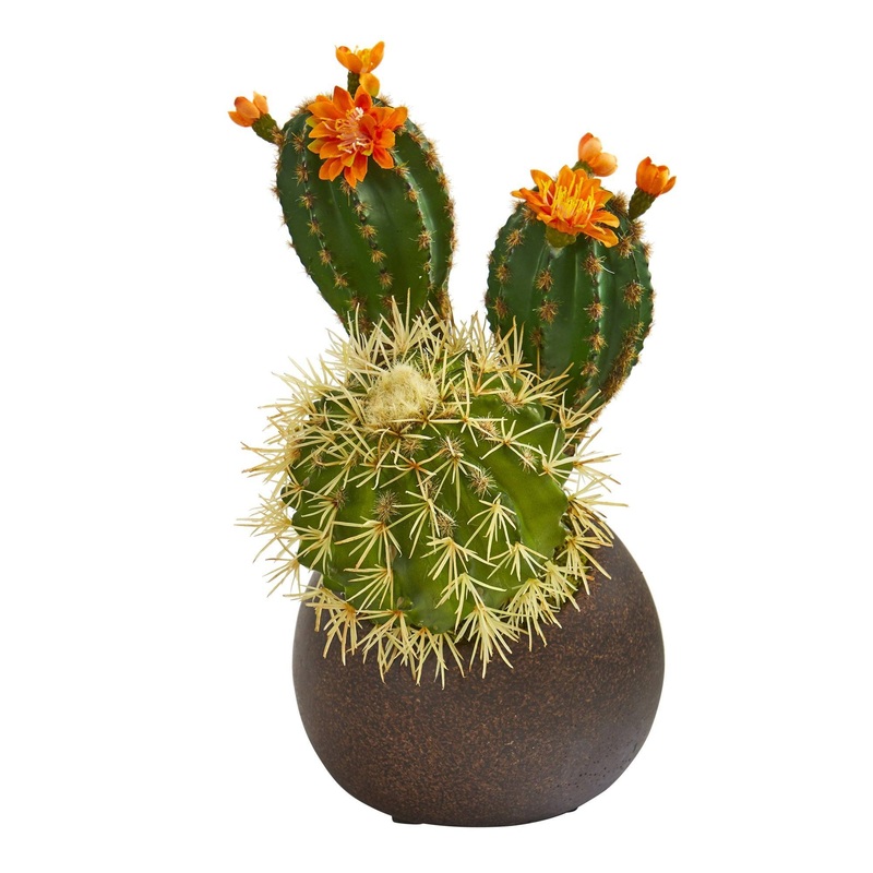 11 Cactus Succulent Artificial Plant in Stone Planter