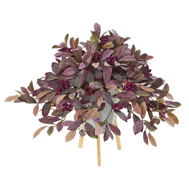 24 Fall Laurel with Berries Artificial Plant in Green Planter with Stand