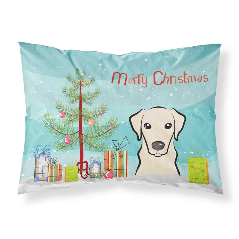 Christmas Tree and Yellow Labrador Fabric Standard Pillowcase  Artistic Decorative Front, White Back BB1594PILLOWCASE