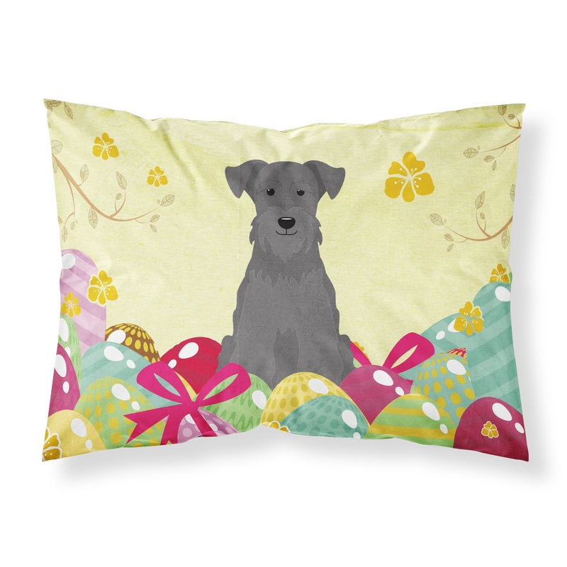 Easter Eggs Miniature Schanuzer Black Fabric Standard Pillowcase  Artistic Decorative Front, White Back BB6051PILLOWCASE