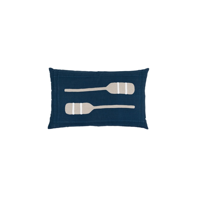 Embroidered Paddles Linen Lumbar Pillow