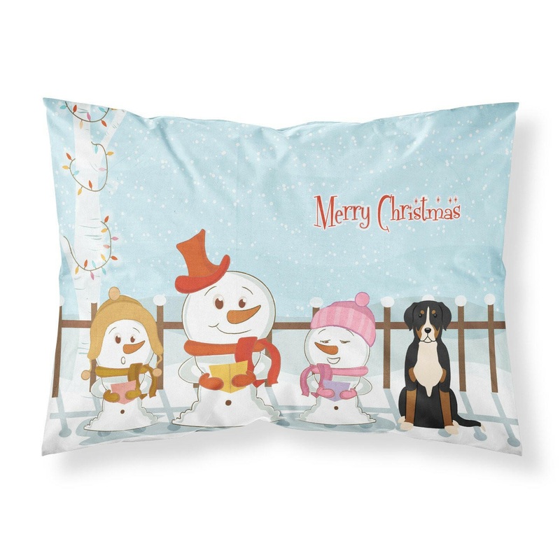 Merry Christmas Carolers Greater Swiss Mountain Dog Fabric Standard Pillowcase  Artistic Decorative Front, White Back BB2368PILLOWCASE