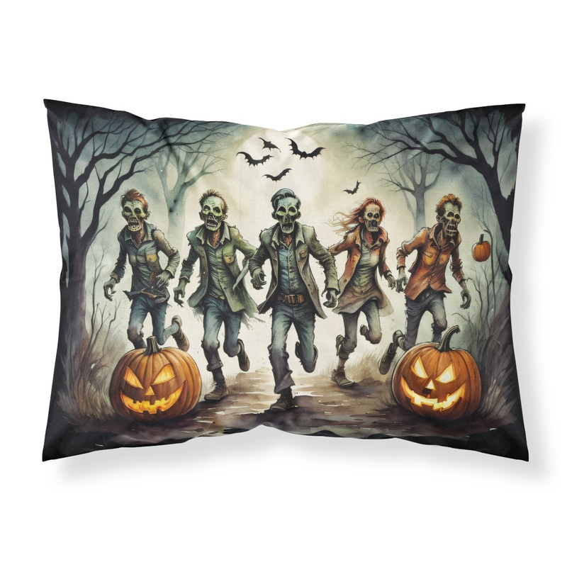 Zombies Spooky Halloween Fabric Standard Pillowcase  Artistic Decorative Front, White Back