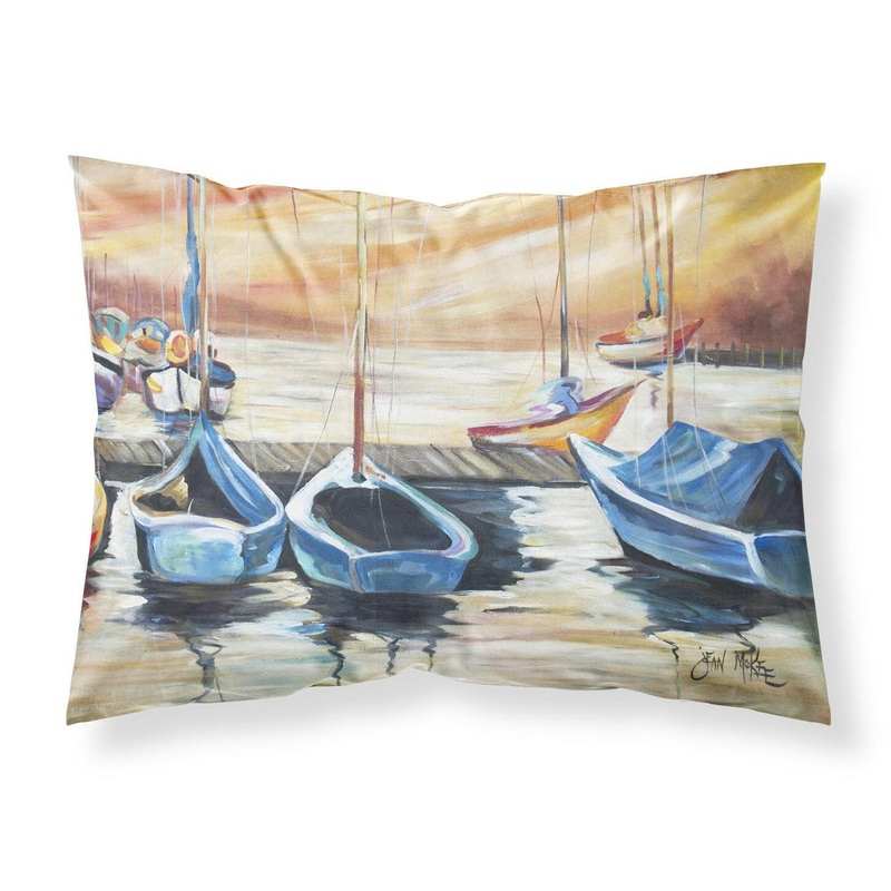 Beach View with Sailboats Fabric Standard Pillowcase  Artistic Decorative Front, White Back JMK1038PILLOWCASE