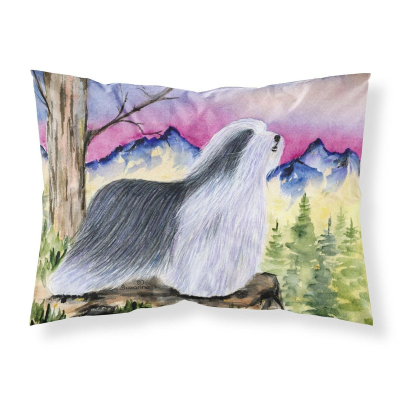 Bearded Collie Standard Pillowcases  Artistic Decorative Front, Crisp White Back