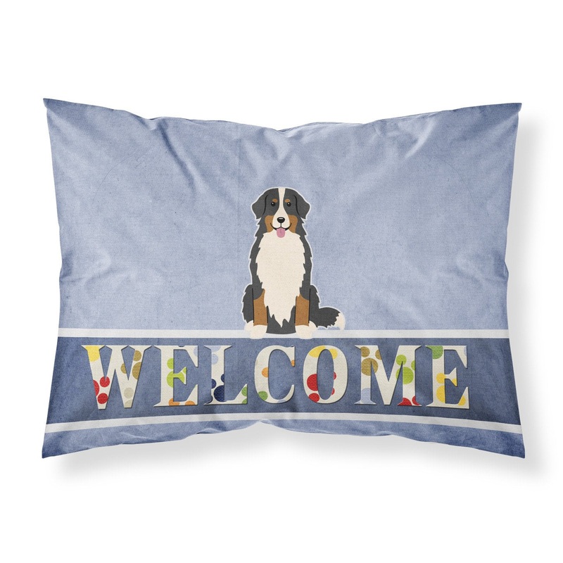 Bernese Mountain Dog Welcome Fabric Standard Pillowcase  Artistic Decorative Front, White Back BB5617PILLOWCASE