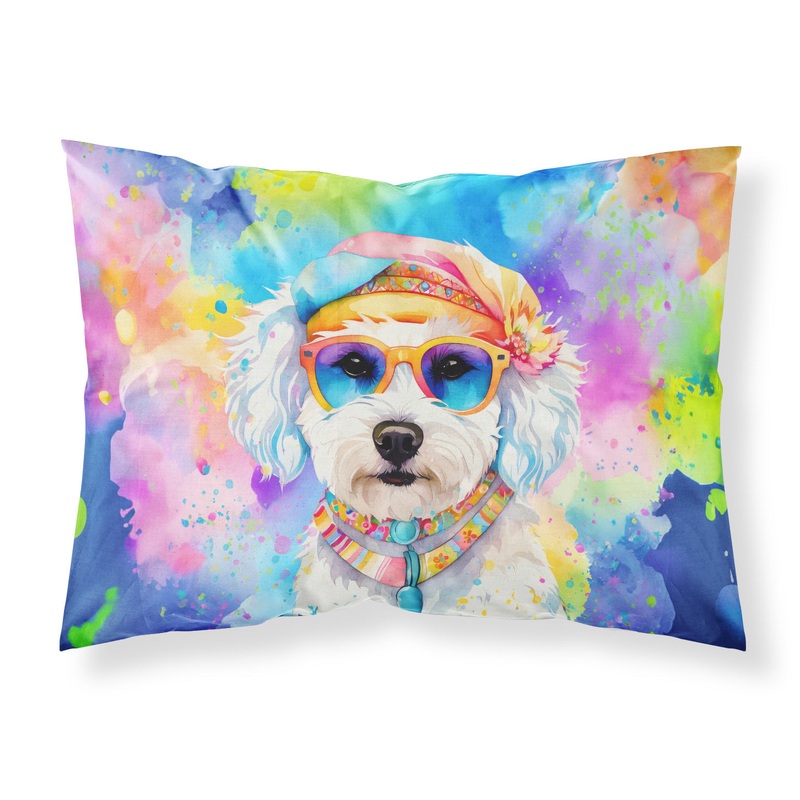 Bichon Frise Hippie Dawg Standard Pillowcase  Artistic Decorative Front, White Back