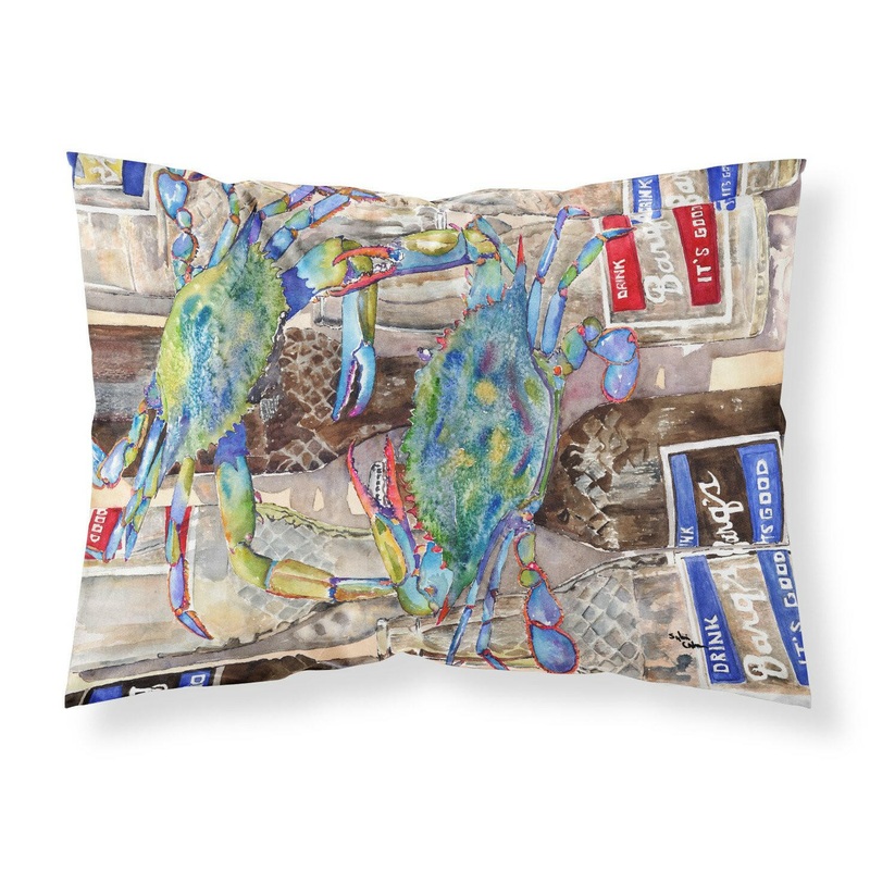 Blue Crabby Bottles of Barqs Rootbeer Standard Pillowcases  Artistic Decorative Front, Crisp White Back