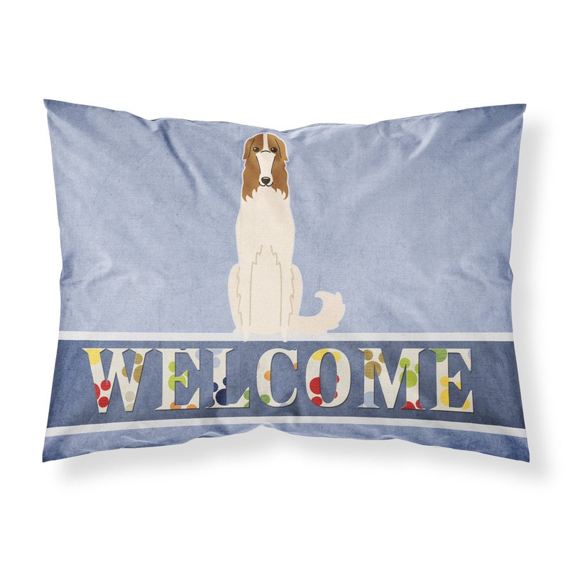 Borzoi Welcome Fabric Standard Pillowcase  Artistic Decorative Front, White Back BB5604PILLOWCASE