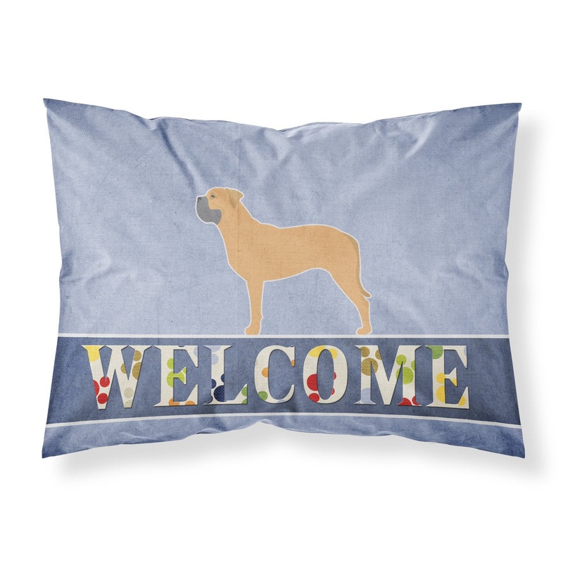 Bullmastiff Welcome Fabric Standard Pillowcase  Artistic Decorative Front, White Back BB5575PILLOWCASE