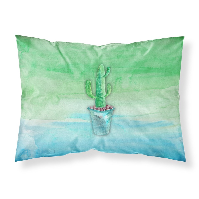 Cactus Teal and Green Watercolor Fabric Standard Pillowcase  Artistic Decorative Front, White Back BB7362PILLOWCASE