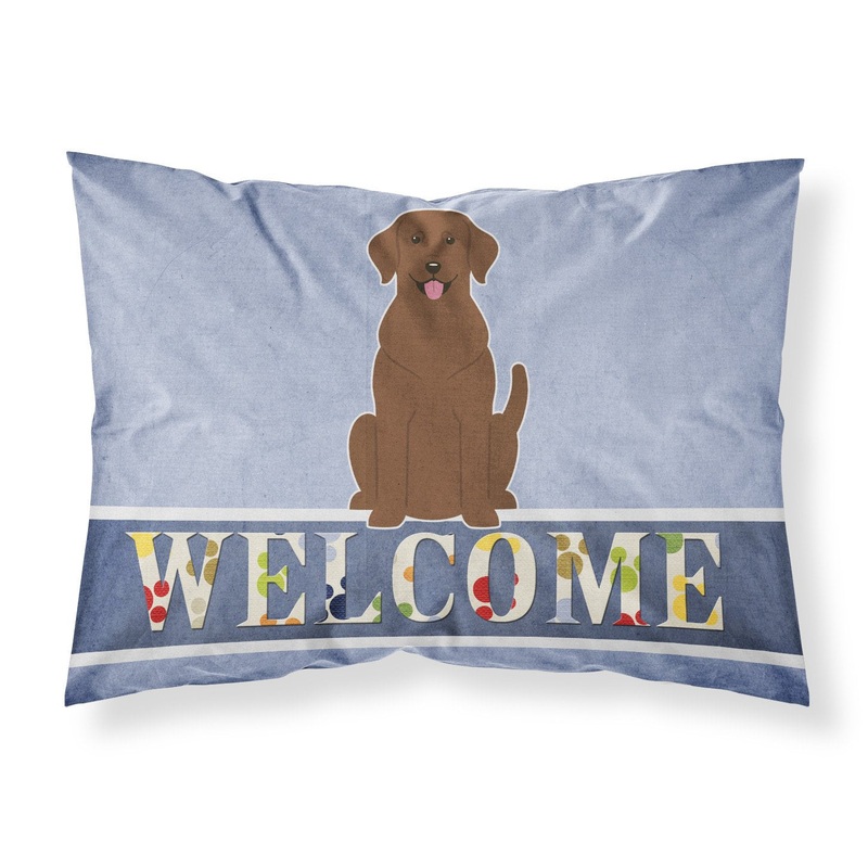 Chocolate Labrador Welcome Fabric Standard Pillowcase  Artistic Decorative Front, White Back BB5637PILLOWCASE