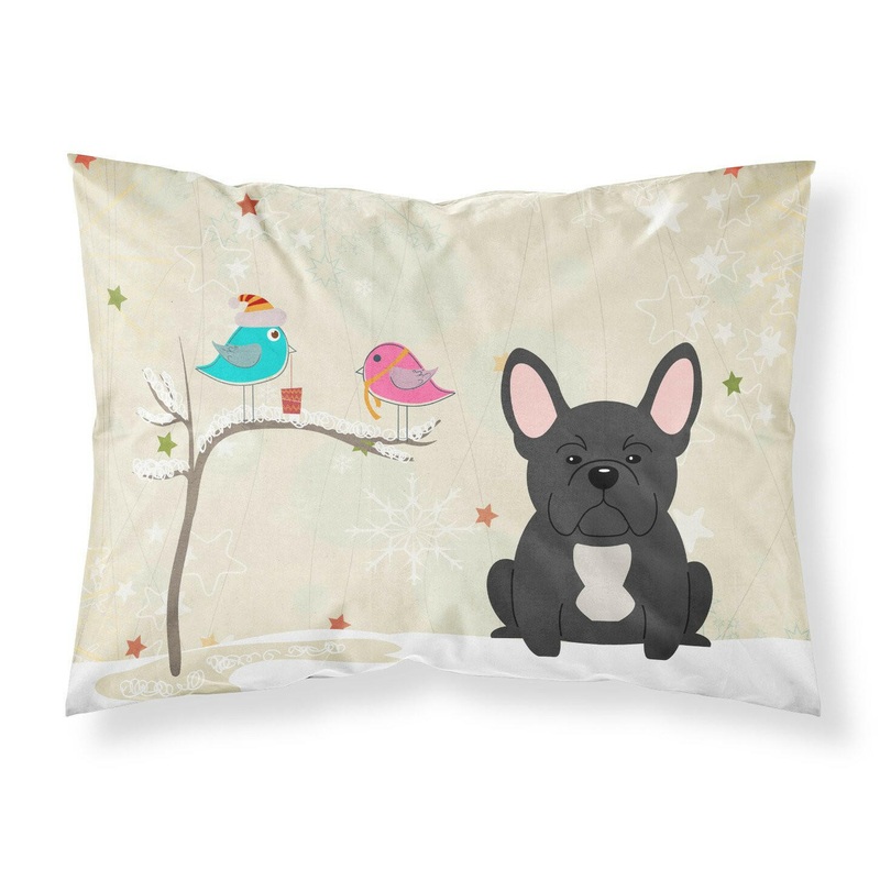Christmas Presents between Friends French Bulldog Black Fabric Standard Pillowcase  Artistic Decorative Front, White Back BB2486PILLOWCASE