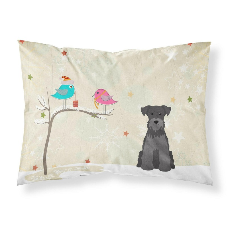 Christmas Presents between Friends Miniature Schanuzer Black Fabric Standard Pillowcase  Artistic Decorative Front, White Back BB2523PILLOWCASE