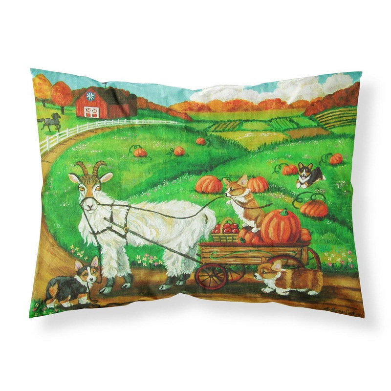 Corgi Pumpkin Ride with Goat Fabric Standard Pillowcase  Artistic Decorative Front, White Back 7414PILLOWCASE