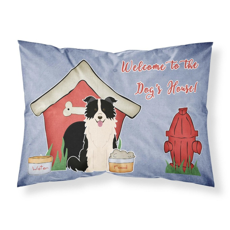 Dog House Collection Border Collie Black White Fabric Standard Pillowcase  Artistic Decorative Front, White Back BB2872PILLOWCASE