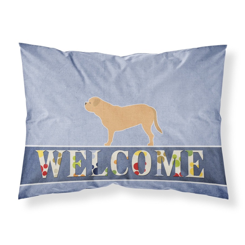 Dogue de Bordeaux Welcome Fabric Standard Pillowcase  Artistic Decorative Front, White Back BB5574PILLOWCASE