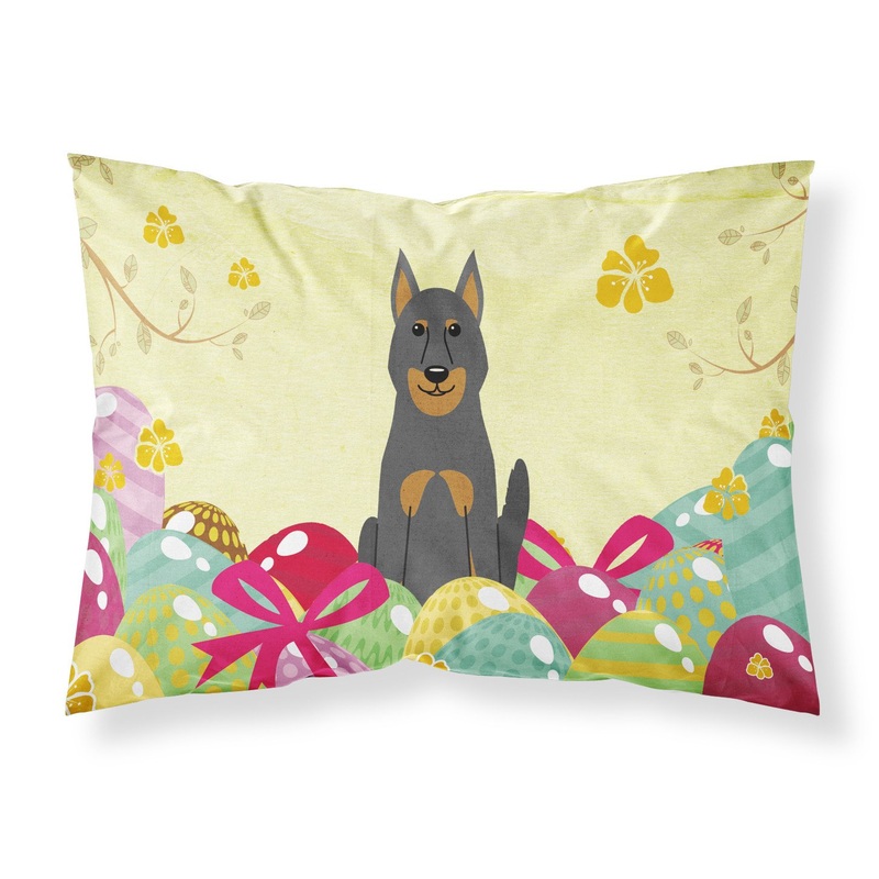 Easter Eggs Beauce Shepherd Dog Fabric Standard Pillowcase  Artistic Decorative Front, White Back BB6080PILLOWCASE