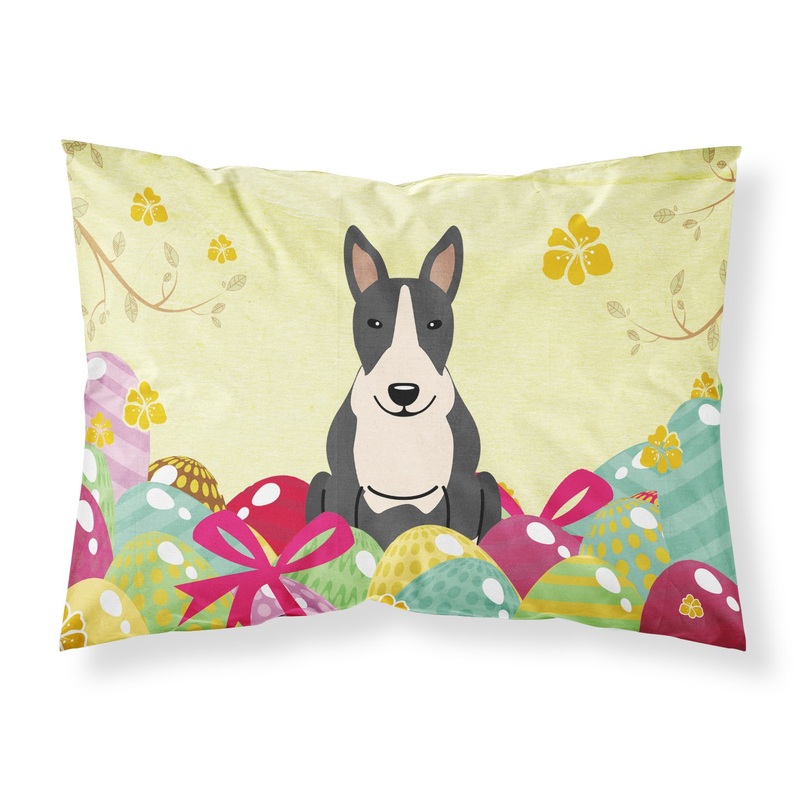 Easter Eggs Bull Terrier Black White Fabric Standard Pillowcase  Artistic Decorative Front, White Back BB6133PILLOWCASE