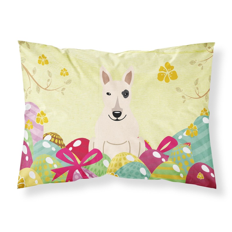 Easter Eggs Bull Terrier White Fabric Standard Pillowcase  Artistic Decorative Front, White Back BB6138PILLOWCASE