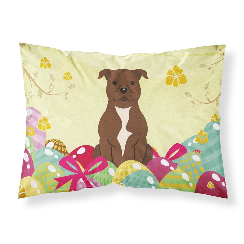 Easter Eggs Staffordshire Bull Terrier Chocolate Fabric Standard Pillowcase  Artistic Decorative Front, White Back BB6048PILLOWCASE