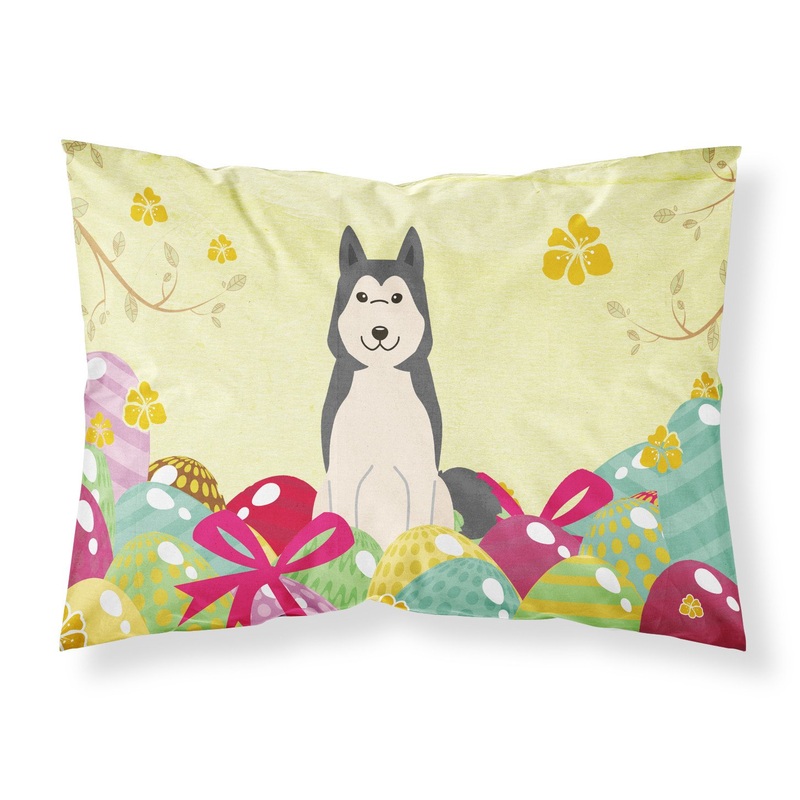 Easter Eggs West Siberian Laika Spitz Fabric Standard Pillowcase  Artistic Decorative Front, White Back BB6025PILLOWCASE