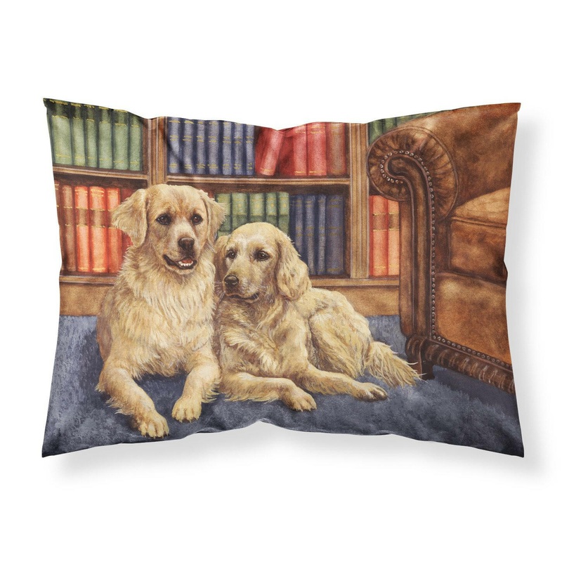 Golden Retrievers in the Library Fabric Standard Pillowcase  Artistic Decorative Front, White Back BDBA0289PILLOWCASE