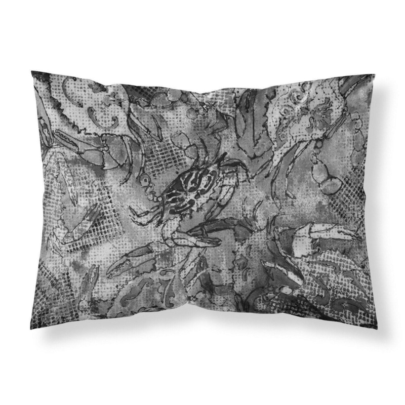 Grey Canvas Abstract Crabs Fabric Standard Pillowcase  Artistic Decorative Front, White Back 8953PILLOWCASE