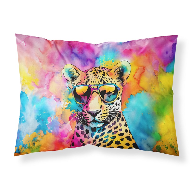 Hippie Animal Leopard Standard Pillowcase  Artistic Decorative Front, White Back