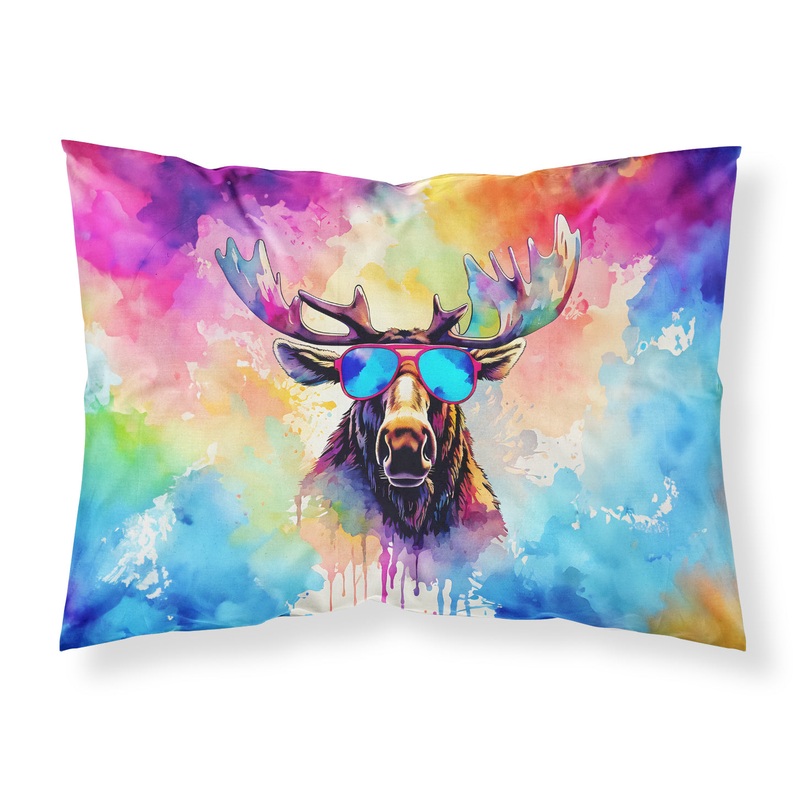 Hippie Animal Moose Standard Pillowcase  Artistic Decorative Front, White Back