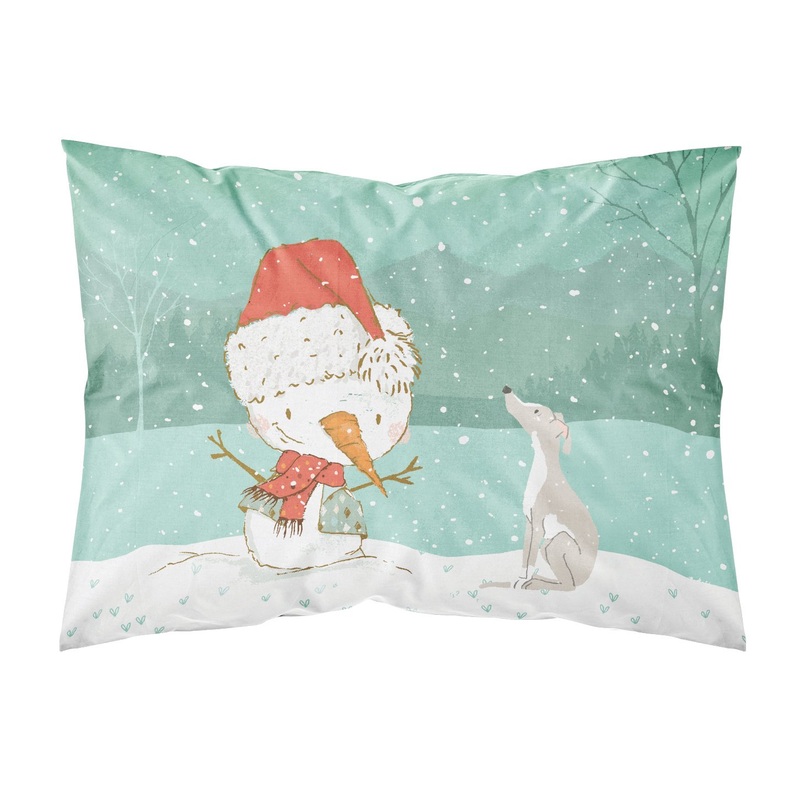 Italian Greyhound Snowman Christmas  Standard Pillowcase  Artistic Decorative Front, White Back CK2089PILLOWCASE