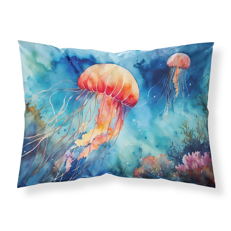 Jellyfish Standard Pillowcase  Artistic Decorative Front, White Back