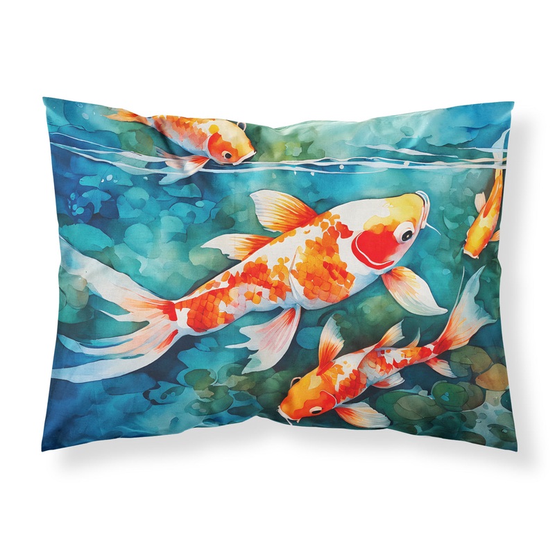 Koi Fish Standard Pillowcase  Artistic Decorative Front, White Back