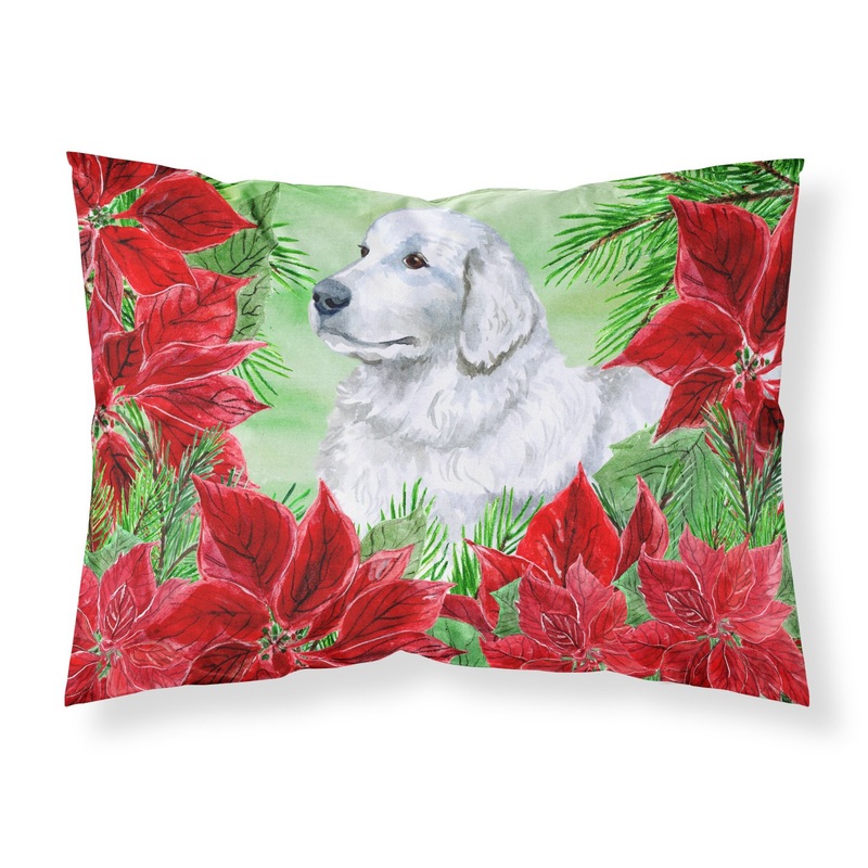 Maremma Sheepdog Poinsettas  Standard Pillowcase  Artistic Decorative Front, White Back CK1323PILLOWCASE