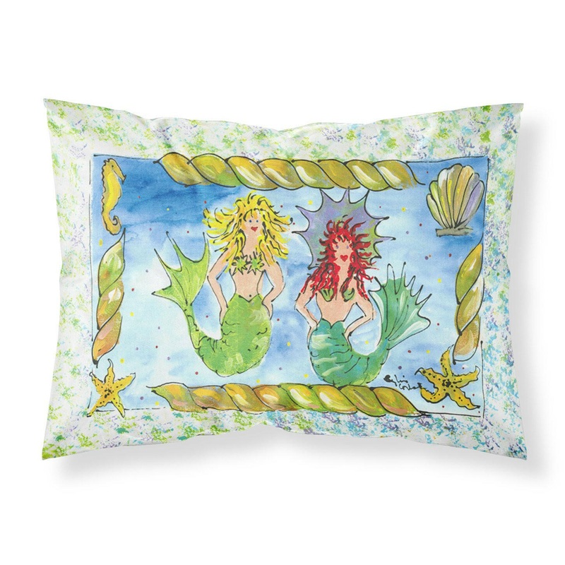 Mermaid Standard Pillowcases  Artistic Decorative Front, Crisp White Back