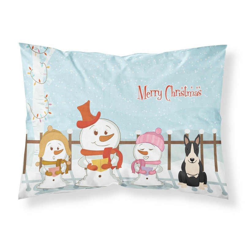 Merry Christmas Carolers Bull Terrier Black White Fabric Standard Pillowcase  Artistic Decorative Front, White Back BB2464PILLOWCASE